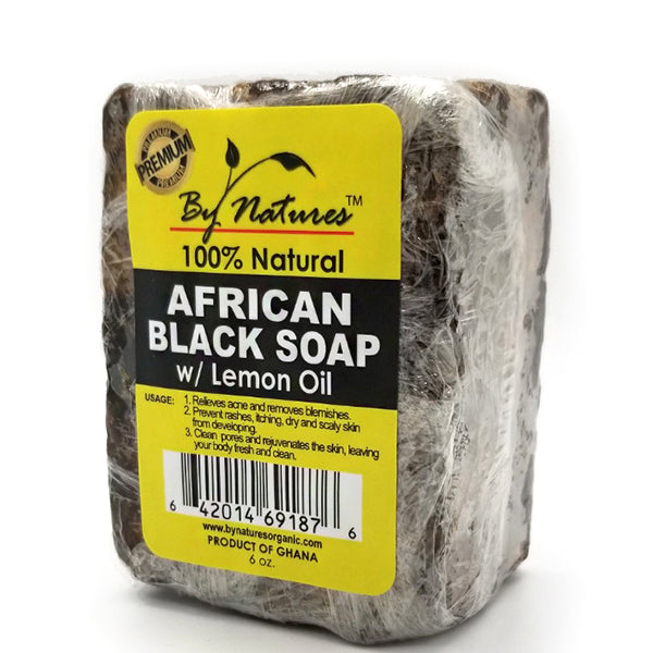 By Natures African Black Soap with Lemon Oil 6oz