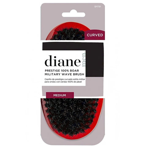 Diane #D1721 Prestige 100% Boar Military Wave Brush Medium Curved Red