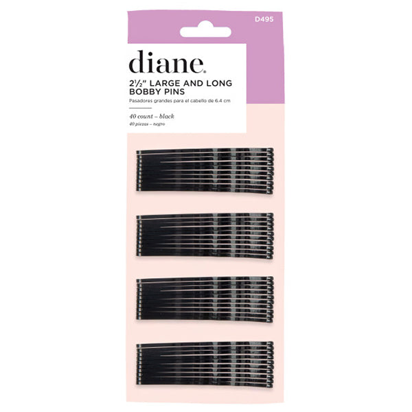 Diane #D495 2 1\/2\" Large and Long Bobby Pins - 40Ct Black