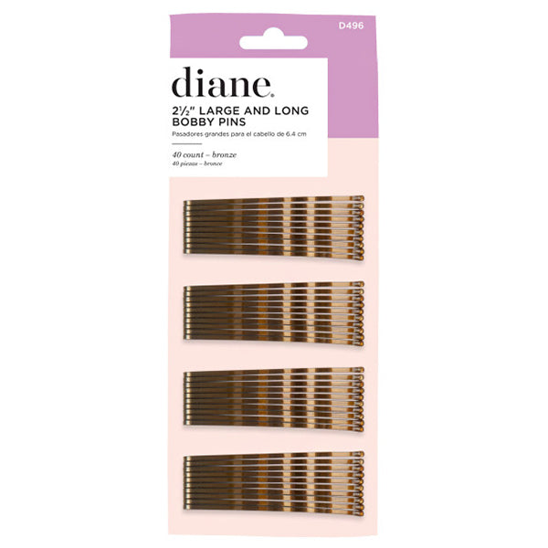Diane #D496 2 1\/2\" Large and Long Bobby Pins - 40Ct Bronze