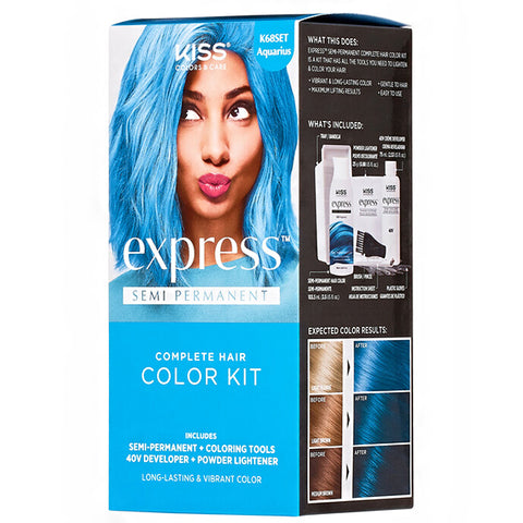 Kiss Colors & Care K68SET Aquarius Semi-Permanent Hair Color Kit