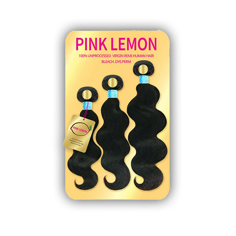 Pink Lemon 100% Virgin Remi Hair Weave - BODY WAVE (12\/14\/16)