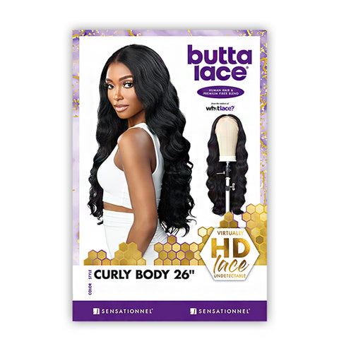 Sensationnel Human Hair Blend Butta HD Lace Front Wig - CURLY BODY 26
