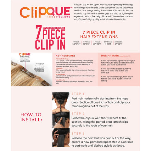 Nutique Illuze Human Hair Blend Clip In Extension - STRAIGHT 18 (7pcs)
