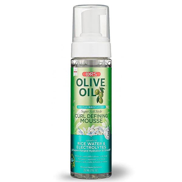 ORS Olive Oil Max Moisture Curl Defining Mousse Infused with Rice Water & Electrolytes 7oz