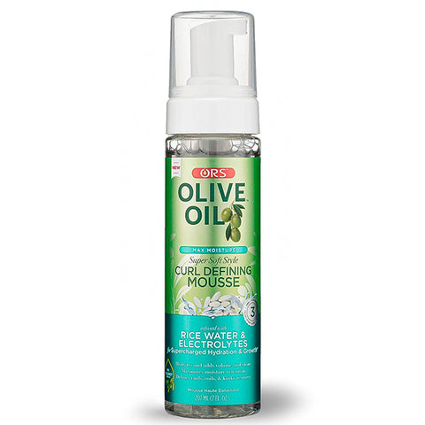 ORS Olive Oil Max Moisture Curl Defining Mousse Infused with Rice Water & Electrolytes 7oz