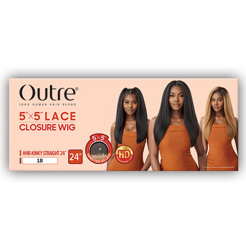 Outre 100% Human Hair Blend 5x5 HD Lace Closure Wig - HHB KINKY STRAIGHT 24