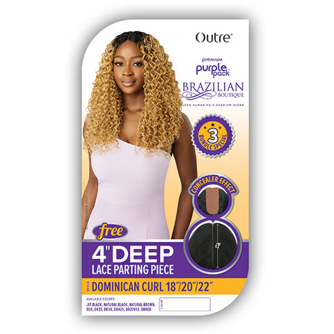 Outre Purple Pack Brazilian Boutique Human Hair Blend Weaving - DOMINICAN CURL 4PCS (18\/20\/22 + 4 inch lace closure)