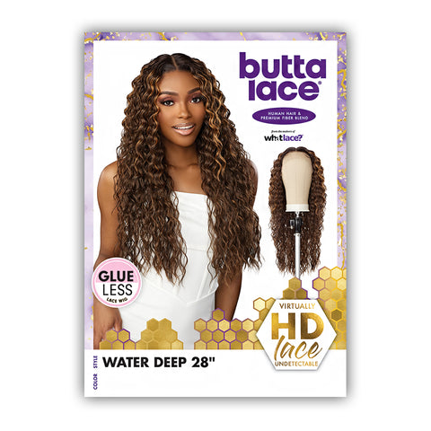 Sensationnel Human Hair Blend Butta Glueless HD Lace Front Wig - WATER DEEP 28