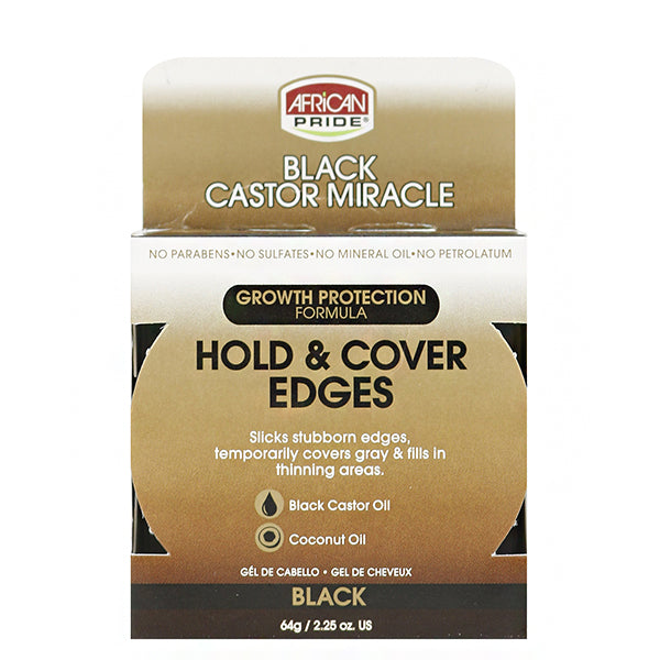 African Pride Black Castor Miracle Hold & Cover Edges - Black 2.25oz