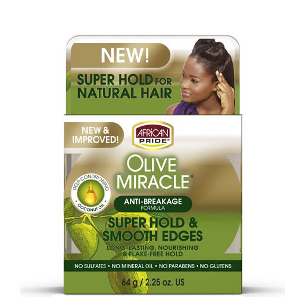 African Pride Olive Miracle Silky Smooth Edges Hair Gel 2.25oz