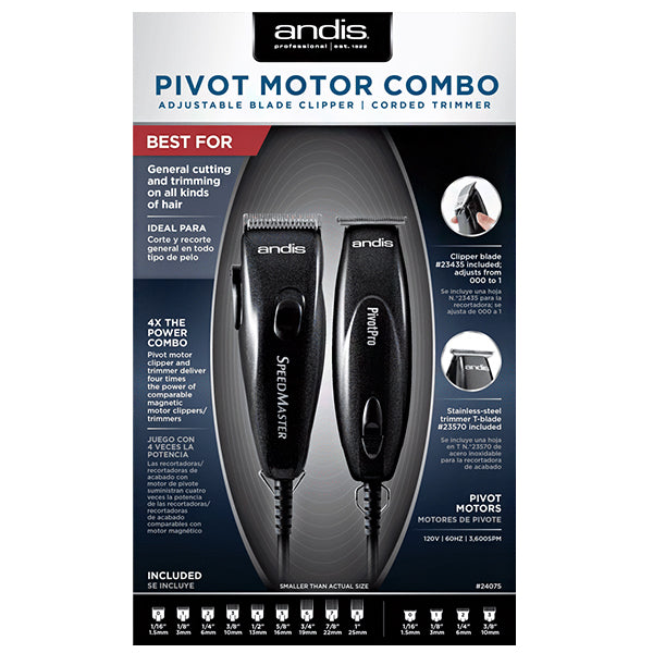 Andis Pivot Motor Combo Adjustable Blade Clipper & Trimmer #24075