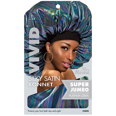 Annie #3696 Vivid Silky Satin Bonnet Super Jumbo Platinum Zebra