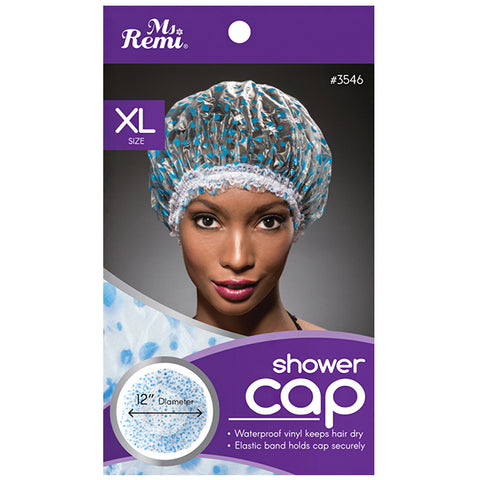 Annie Ms. Remi Shower Cap Extra Large -Pink Floral &  Blue Dot