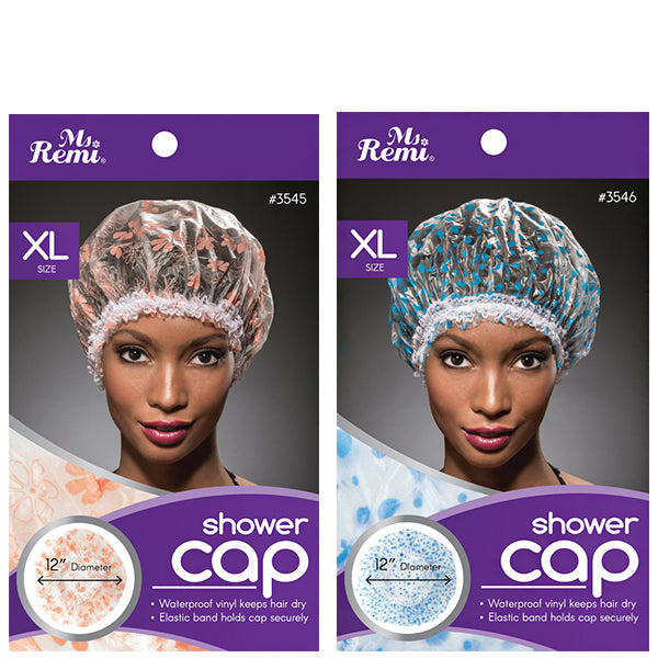 Annie Ms. Remi Shower Cap Extra Large -Pink Floral &  Blue Dot