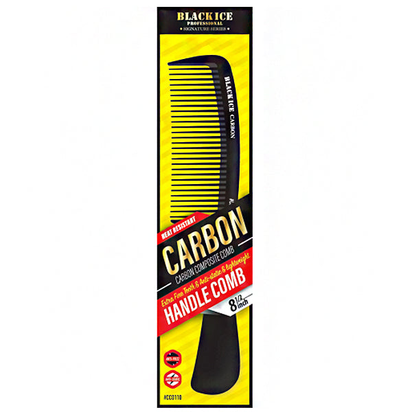 Blackice Professional #CCO110 Carbon Handle Fine Tooth Comb 8.5\"