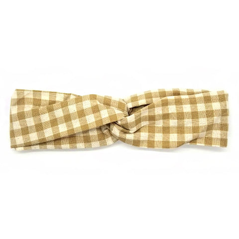 Bon Checkered Criss Cross Linen Headband