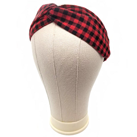 Bon Checkered Criss Cross Linen Headband