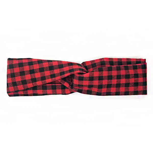 Bon Checkered Criss Cross Linen Headband
