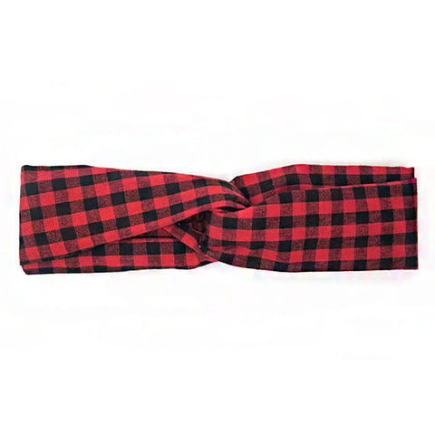 Bon Checkered Criss Cross Linen Headband