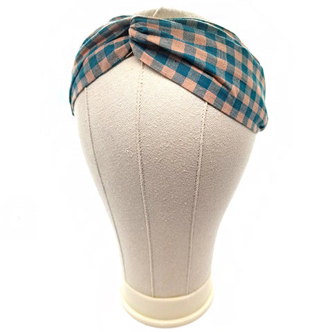 Bon Checkered Criss Cross Linen Headband
