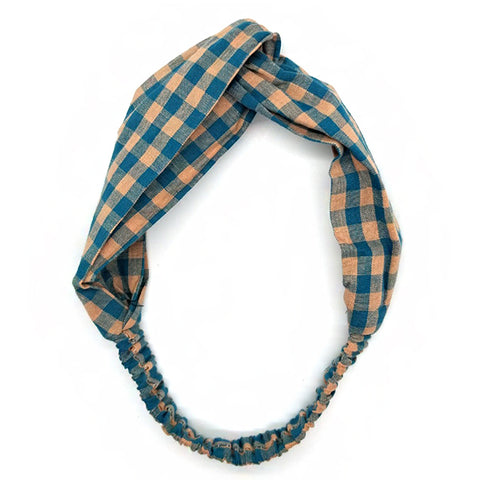 Bon Checkered Criss Cross Linen Headband
