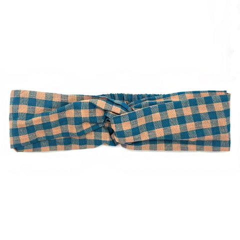 Bon Checkered Criss Cross Linen Headband