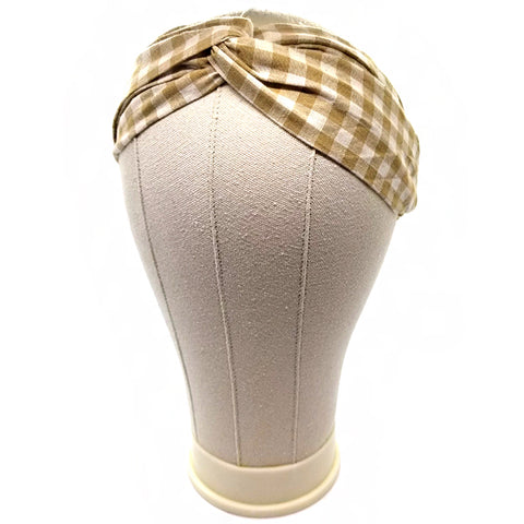 Bon Checkered Criss Cross Linen Headband
