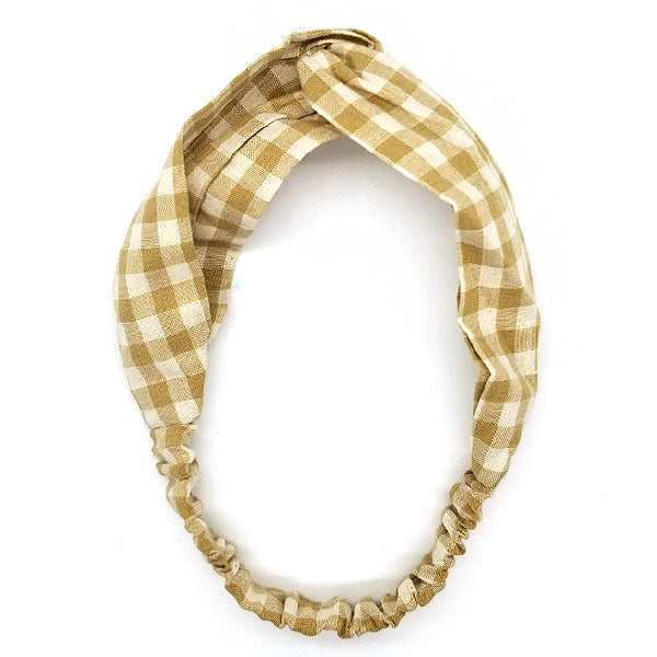 Bon Checkered Criss Cross Linen Headband