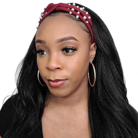Bon Pearl & Rhinestone Criss Cross Turban Headband