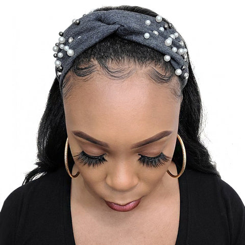 Bon Pearl & Rhinestone Criss Cross Turban Headband