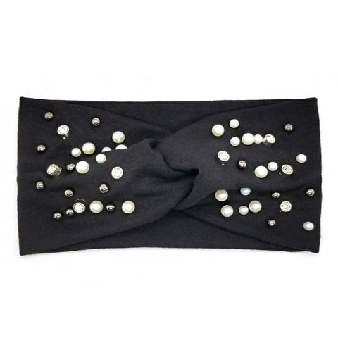 Bon Pearl & Rhinestone Criss Cross Turban Headband