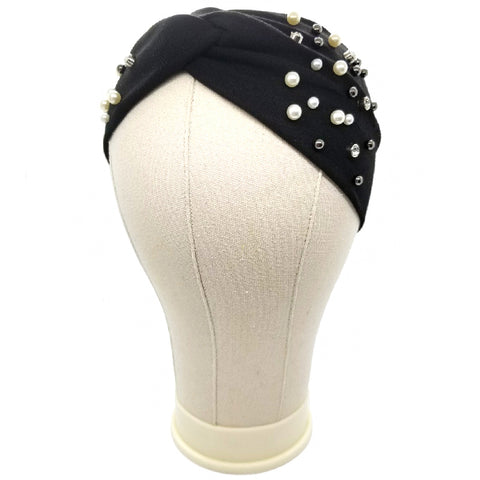 Bon Pearl & Rhinestone Criss Cross Turban Headband