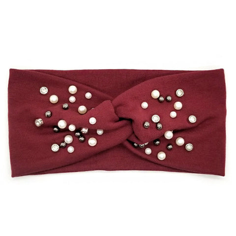 Bon Pearl & Rhinestone Criss Cross Turban Headband
