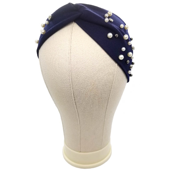 Bon Pearl & Rhinestone Criss Cross Turban Headband