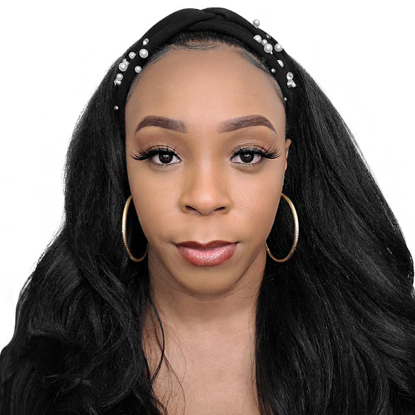 Bon Pearl & Rhinestone Criss Cross Turban Headband