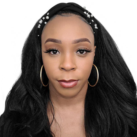 Bon Pearl & Rhinestone Criss Cross Turban Headband