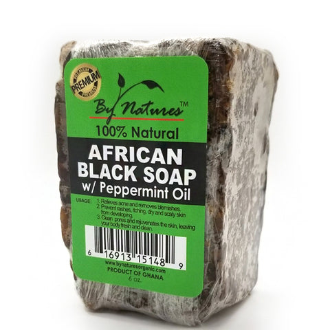 By Natures African Black Soap with Peppermint 6oz