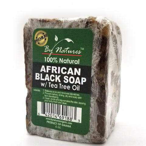 By Natures African Black Soap with Tea Tree Oil 6oz