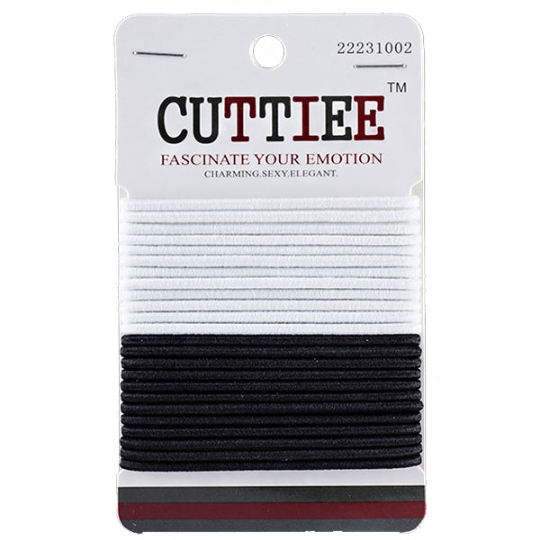 Cuttiee #1002 2mm Elastic Band Black & White 24pcs