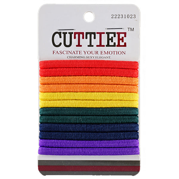 Cuttiee #1023 5mm Flat Elastic Band Rainbow 12pcs