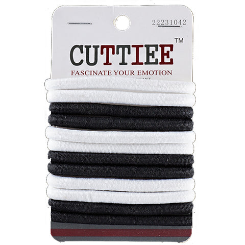 Cuttiee #1042 6mm Elastic Band Black & White 12pcs