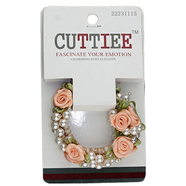 Cuttiee #1115 Ponytail Holder Pearl & Flower