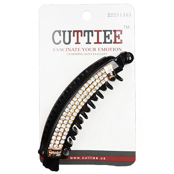 Cuttiee #1343 Open Banana Clip with Gold Stone