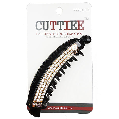 Cuttiee #1343 Open Banana Clip with Gold Stone