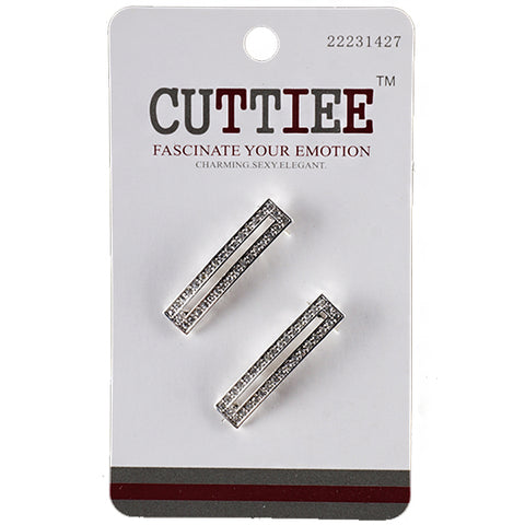 Cuttiee #1427 KM Rectangle Snap Flat Clip with Stone 2pcs