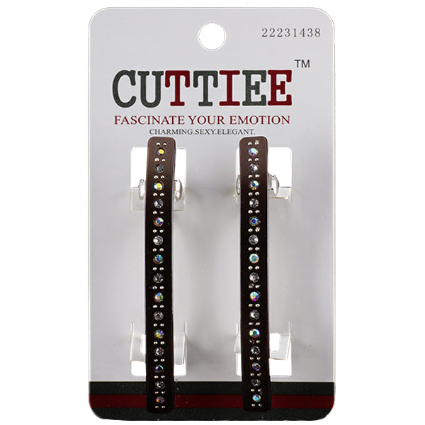 Cuttiee #1438 Snap Flat Bar Clip with Stone 2pcs