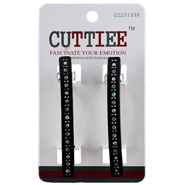 Cuttiee #1438 Snap Flat Bar Clip with Stone 2pcs
