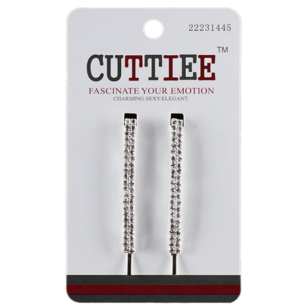 Cuttiee #1445 Rhinestone Bar Hair Pin 2pcs