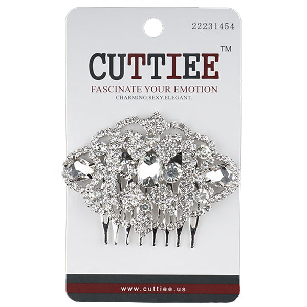 Cuttiee #1454 D Shape Side Comb with Stone